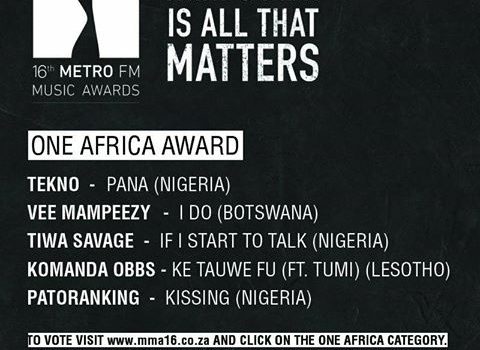 VEE MAMPEEZY NOMINATED METRO FM MUSIC AWARDS
